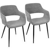 Margarite Dining Accent Chair in Black Metal & Grey Fabric (Set of 2)